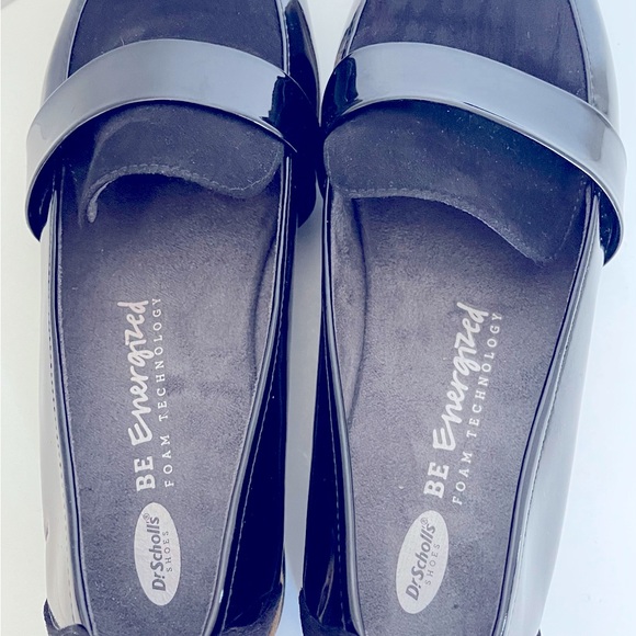Dr Scholls Black Loafers Patent Faux Leather Shoes Women Size 8.5 Slip On - Picture 7 of 12